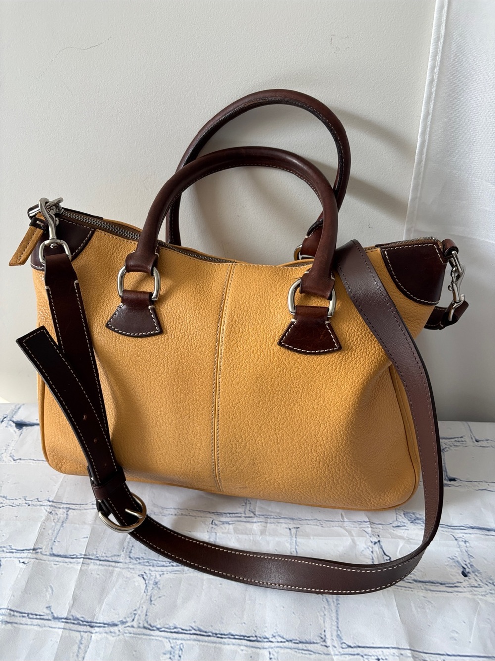 Dooney & Bourke All Weather Leather 2 (AWL 2) mustard yellow Satchel /Crossbody